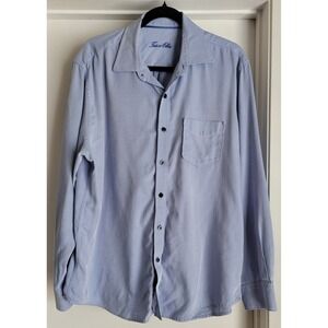 Tasso Elba Men's‎ Dress Shirt Large Blue Striped 100% Cotton
